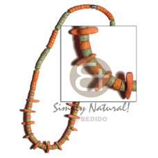 Orange green 4-5mm coconut heishe