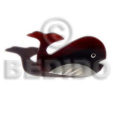 Inlaid whale troca black tab brooch