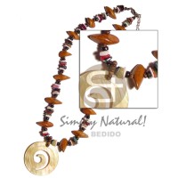 Rainbow hammershell white rose wood beads