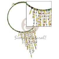 Dangling green tones glass beads