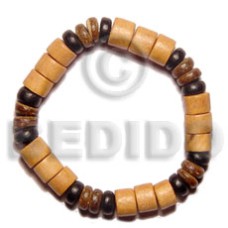 Elastic wood and coconut bracelet