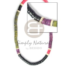 4-5mm coconut heishi black khaki grn red