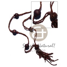 2 rows tassled brown glass