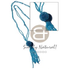 2 rows tassled baby blue