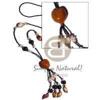 Tassled black glass beads