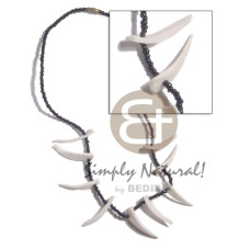 White clam tusks in black