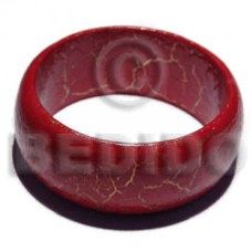 Natural wood bangle in red