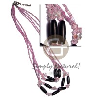 4 rows pink cut beads