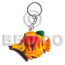 Fish handpainted wood keychain 65mmx50mm