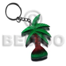 Coconut tree handpainted wood keychain