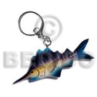Fish handpainted wood keychain 95mmx40mm