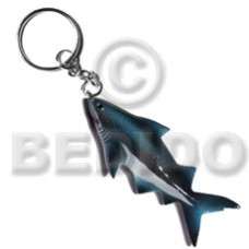 Shark handpainted wood keychain 95mmx40mm