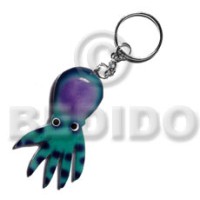 Octopus handpainted wood keychain 85mmx50mm