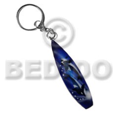 Surfboard handpainted wood keychain 100mmx25mm
