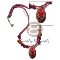 Laminated cowrie shell pendant