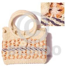 Abaca weave natural peach bag l=8