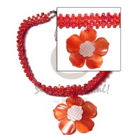 Red glass beads flat choker