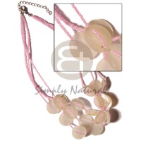 3 rows pink glass beads