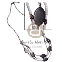 White glass beads layered