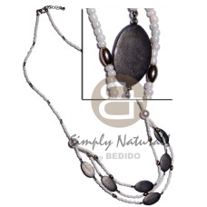 White glass beads layered