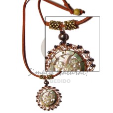 Carved blacklip shell brass