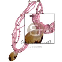 5 rows pink glass bead