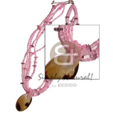 5 rows pink glass bead