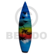 Surfboard handpainted wood refrigerator