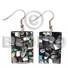 Dangling rectangular 35mmx25mm laminated paua hammershell