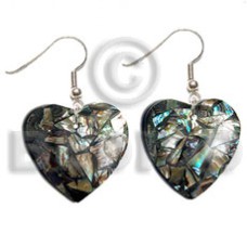 Dangling heart 35mm laminated paua