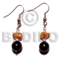 Dangling black buri beads red corals