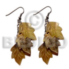 Triple dangling brownlip leaf 20mmx15mm