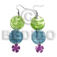 Dangling double round 25mm gree blue