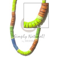7-8mm coconut heishi blue neon green orange green