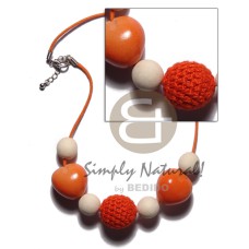20mm round orange crochet wood