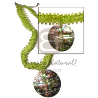 Lime green glass beads flat