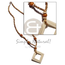 Double diamond bone pendant 40mm