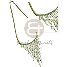 Dangling green tones glass beads