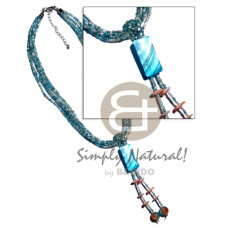 Tassled 6 rows aqua blue