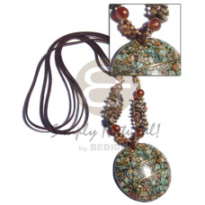 3 rows brown leather thong