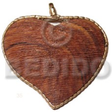 65x75mm textured heart bayong wood